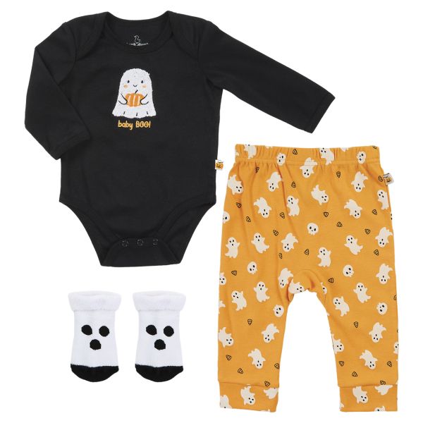 3-Piece Halloween Bodysuit Set - Baby Boo