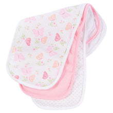 3-Piece Padded Burp Cloth Set - Pink Butterflies