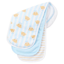 3-Piece Padded Burp Cloth Set - Blue Baby Bear