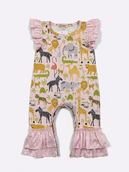 Clover Cottage Pink Zoo Baby Romper