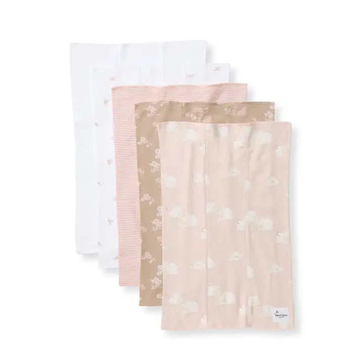 Burt's Bees Baby Set of 5 Whimsical Floral Burp Cloths