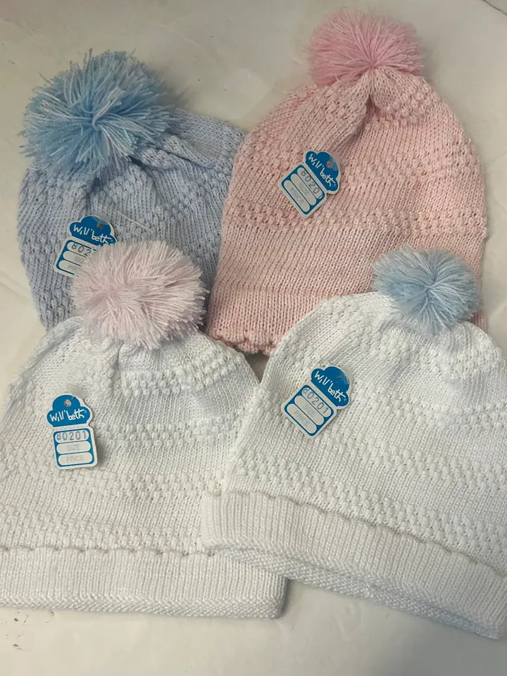 Will Beth -Knitted Bonnets with Pom
