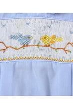 Carriage Boutique Baby Boy Hand Smocked Classic Creeper - Blue Birds on a Tree