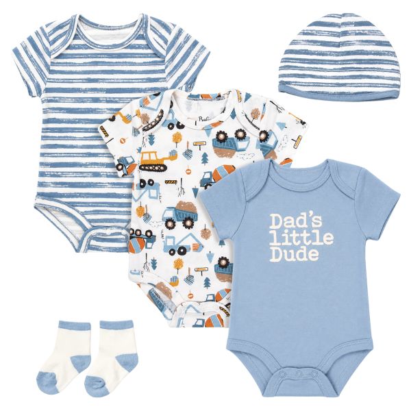 5-Piece Baby Bodysuit Set with Hat & Socks - Dad's Little Dude