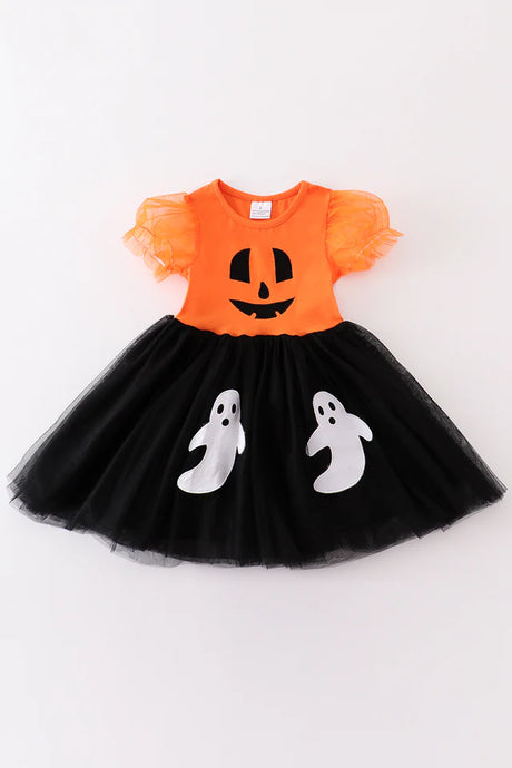 Abby & Evie Halloween ghost applique girl tutu dress