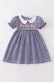 Abby and Evie Blue Stripe Football Applique Dress