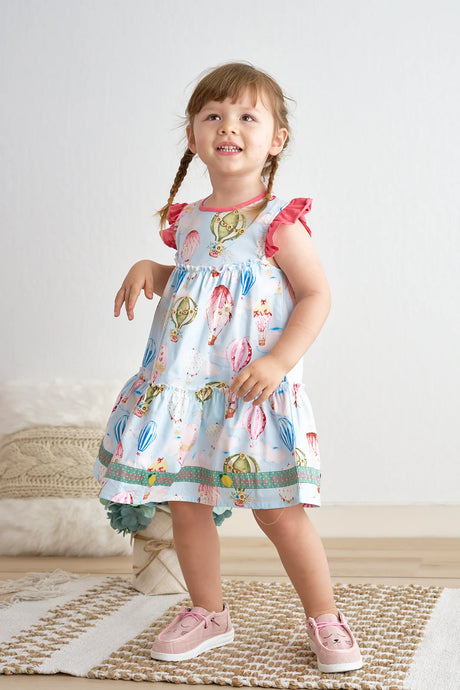 Cotton Castle Platinum balloon print ruffle tiered dress