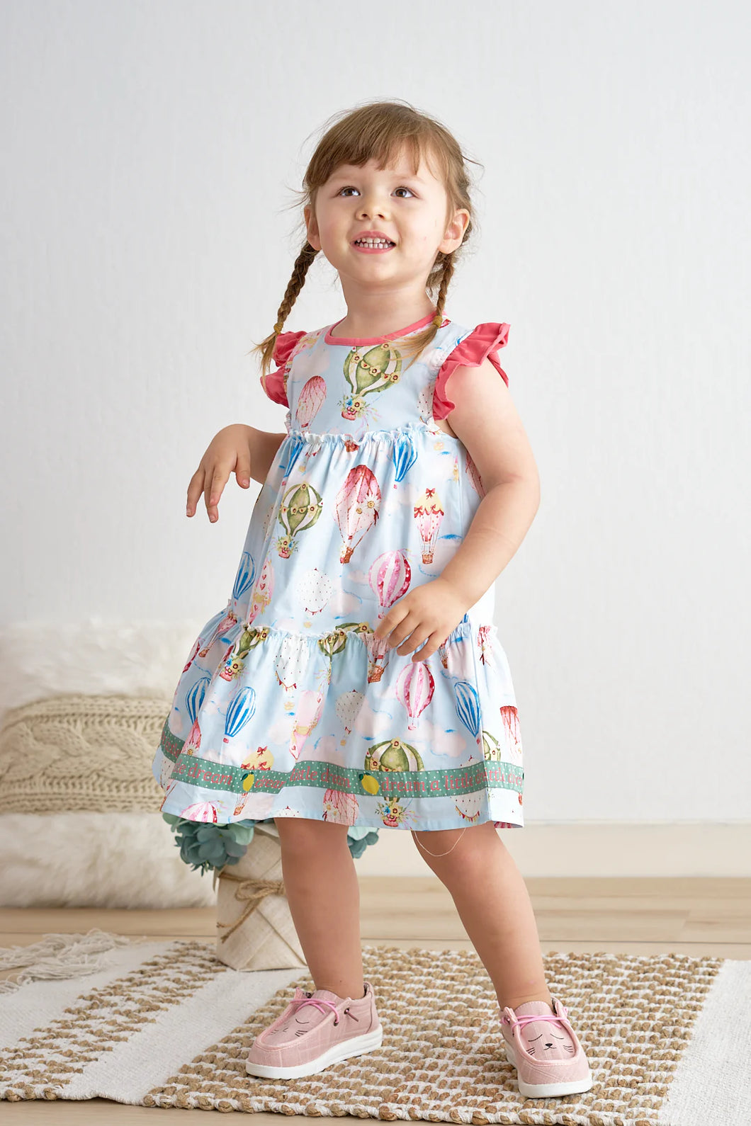 Cotton Castle Platinum balloon print ruffle tiered dress
