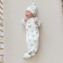 Knotted Gown with Hat Set in Eucalyptus - Newborn