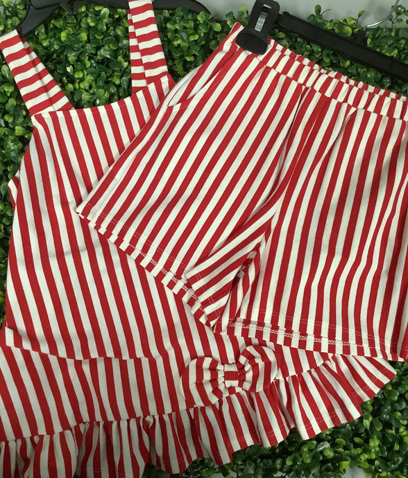 Isobella & Chloe Red and White Stripe Set