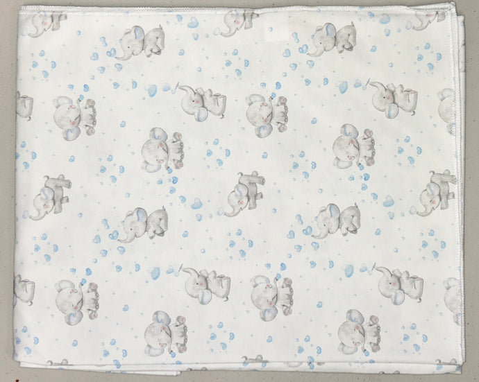 Baby Club Chic bubbly elephant blue printed swaddle blanket