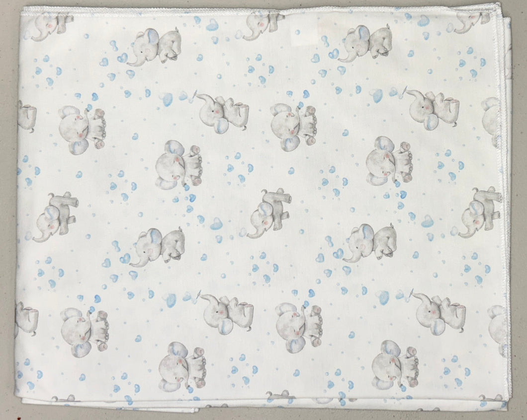 Baby Club Chic bubbly elephant blue printed swaddle blanket