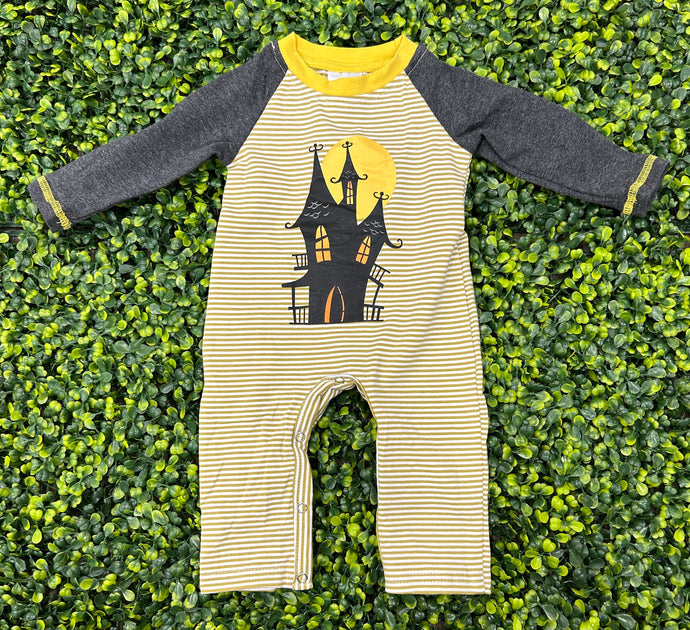 Halloween Stripes Castle Baby Boy Romper