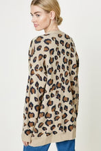 Hayden Women's Leopard Knit Sweater Cardigan in Tan