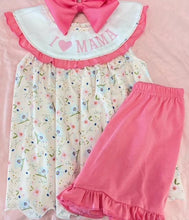 Pink Floral I Love Mama Embroidery Girl Set