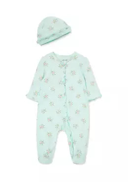 Little Me Baby Girls Delicate Floral Printed Footie Pajamas with Hat