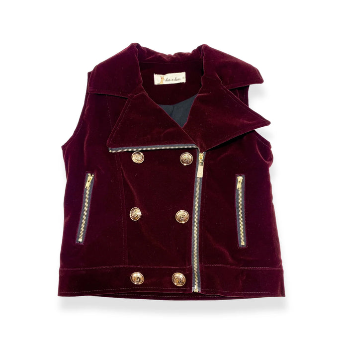 Doe a Dear - Double Breasted Velvet Vest w/ Gold Buttons