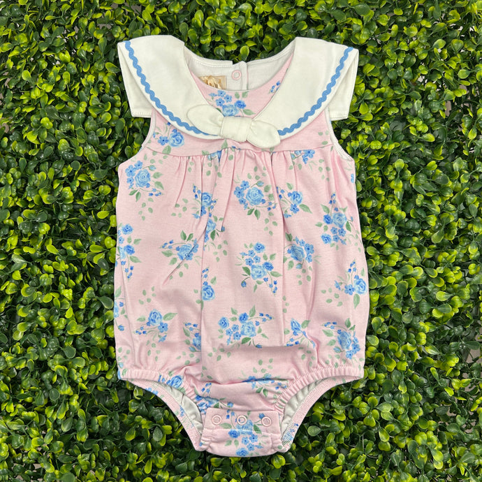 English Garden Bubble Romper W/Sailor Collar