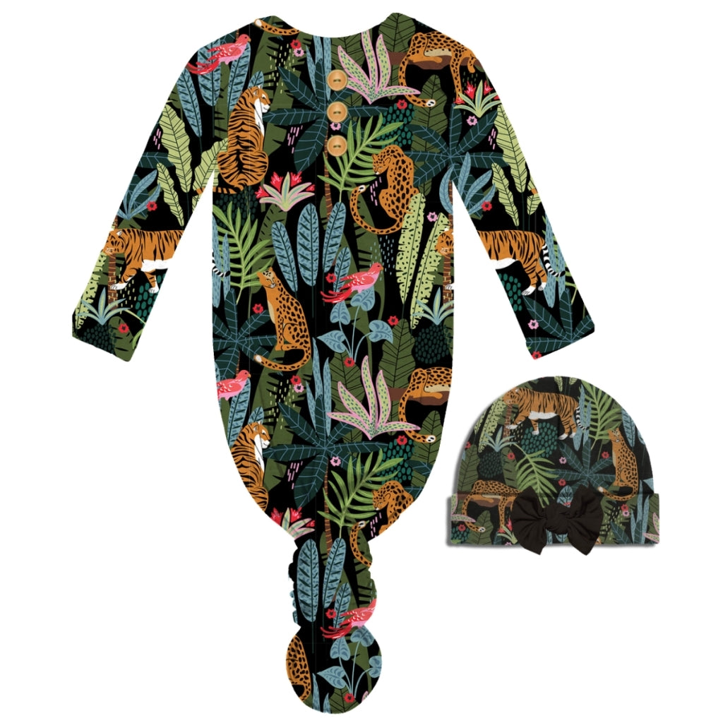 Jungle Fever Infant Gown and Beanie Set