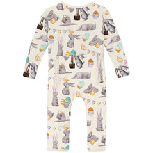 Kickee Pants Print Coverall with 2 Way Zipper in Natural Egg Hunt