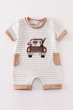 Abby & Evie Brown stripe car hunting romper