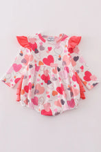 Abby & Evie Pink valentine heart ruffle bubble romper