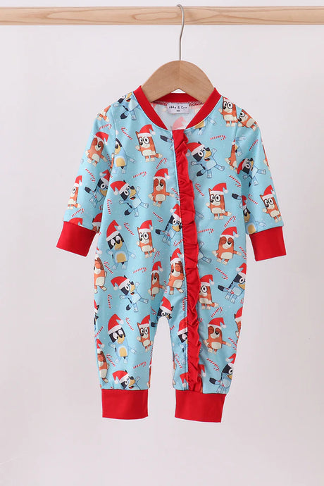 Abby & Evie Bluey Christmas Print Ruffle Romper