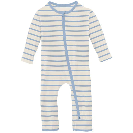 KicKee Pants Print Coverall with 2 Way Zipper in Pond Sweet Stripe