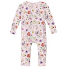 Kickee Pants Print Coverall with 2 Way Zipper in Shrinking Violet Pressed Flowers