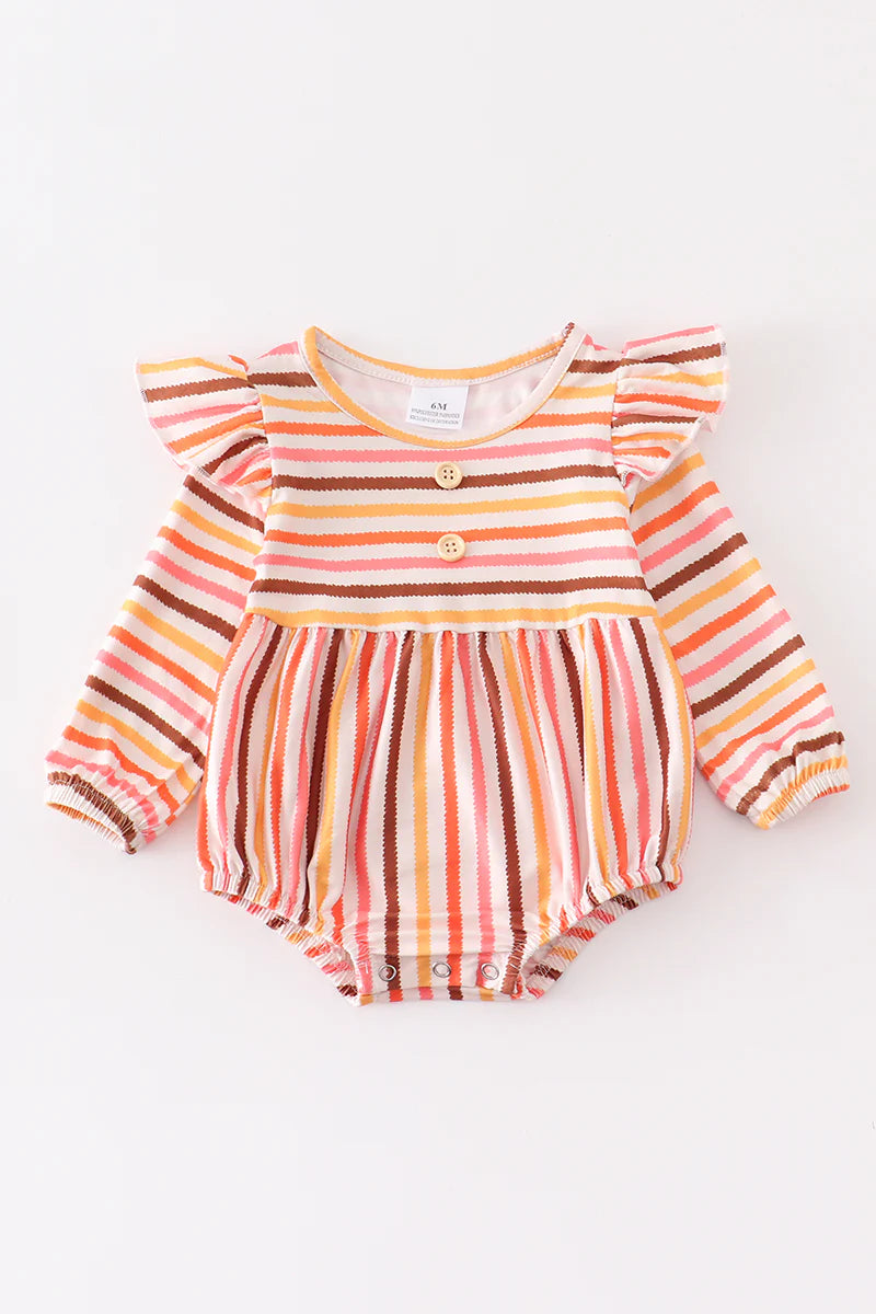 Abby & Evie Multicolored stripe print ruffle baby romper