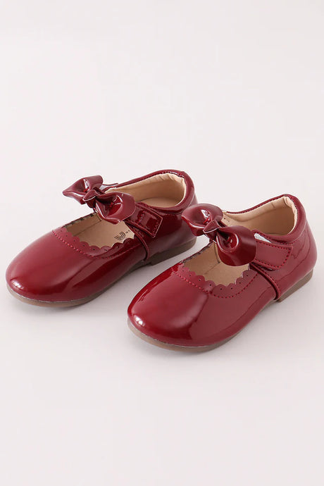 Abby & Evie Maroon Bow Mary Jane Shoes