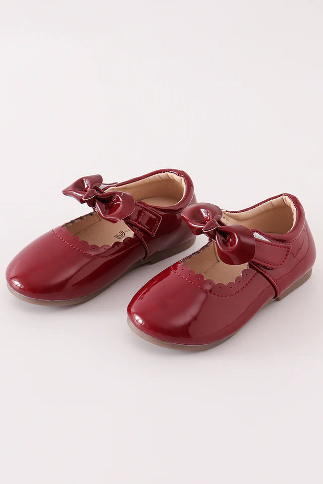 Abby & Evie Maroon Bow Mary Jane Shoes
