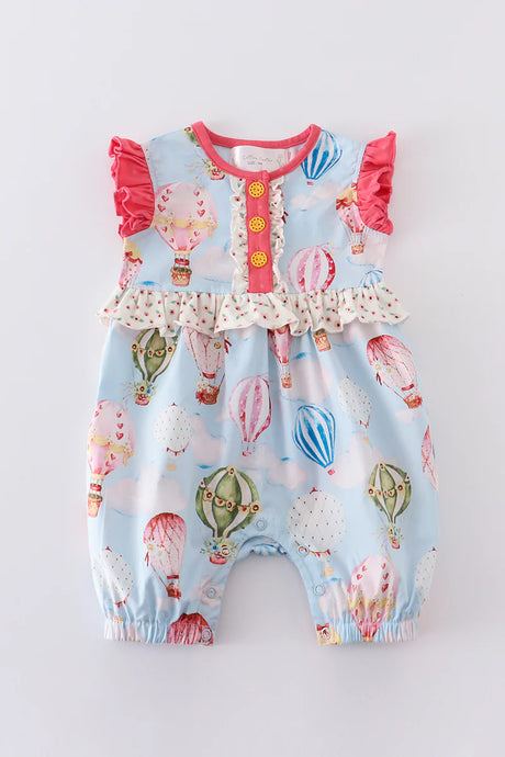 Cotton Castle Platinum balloon print ruffle girl romper