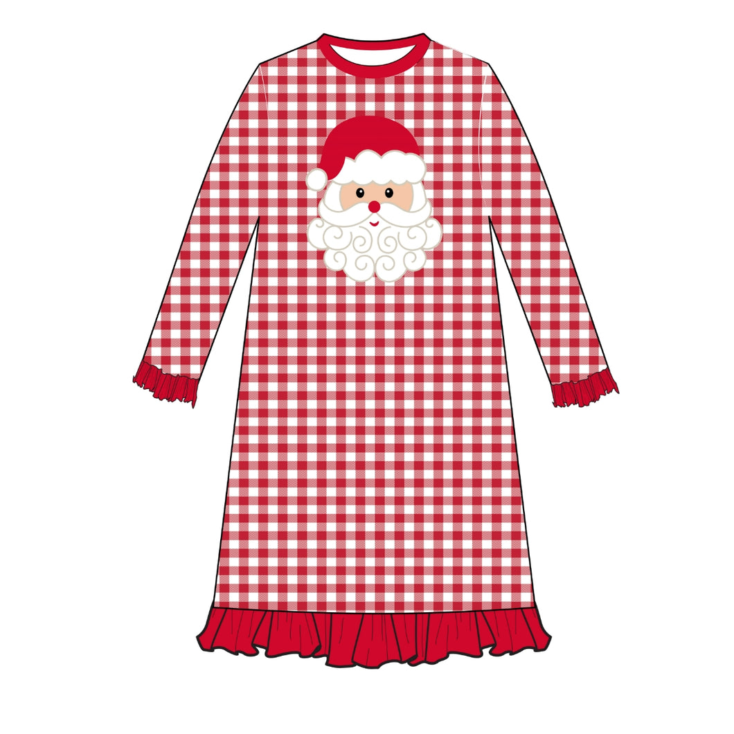 Santa Gingham Long Sleeve Gown