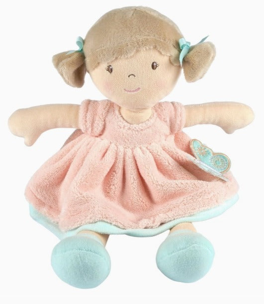 Tikiri Toys Pia Light Brown Hair with Peach & Blue Dress