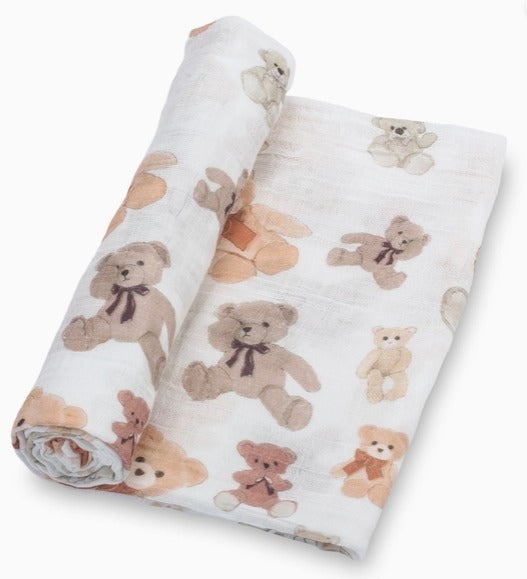 LollyBanks Bear Hugs Baby Swaddle Blanket