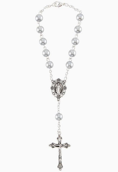 Grey Pearl Auto Rosary