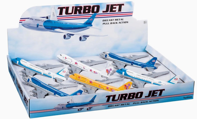 Toysmith Pull Back Turbo Jets, Die-Cast, Assorted