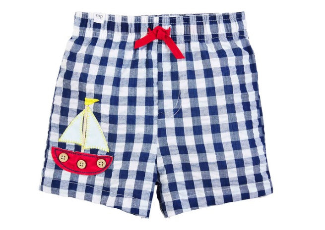 Mudpie Sailboat Gingham Swim Trunks