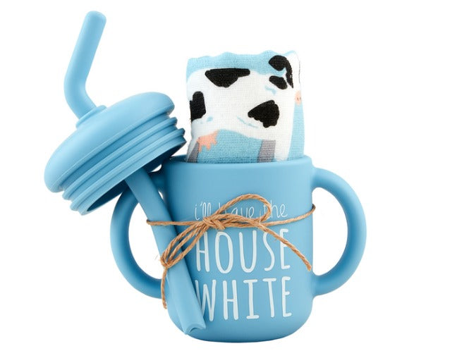 Mudpie Blue Farm Silicone Cup & Bib Set