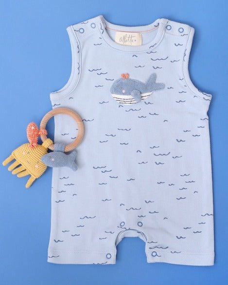 EFL Kids Applique Wilbert Whale Baby Romper