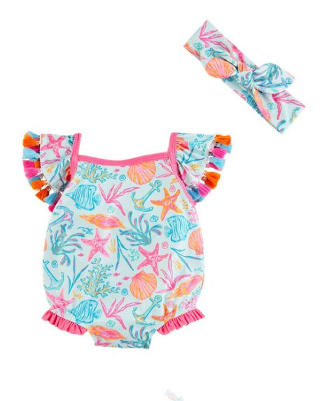 Mudpie Sea Swimsuit & Headband Set