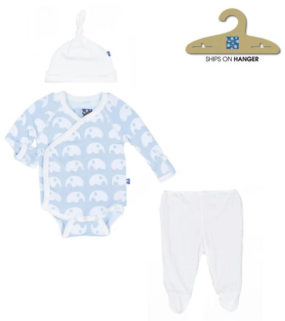 KicKee Pants Essential Kimono Newborn Gift Set in Pond Elephant