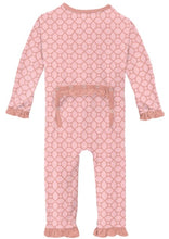 KicKee Pants Print Classic Ruffle Coverall with Zipper in Blush Spring Lattice