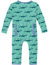 KicKee Pants Print Coverall with 2 Way Zipper in Glass Later Alligator