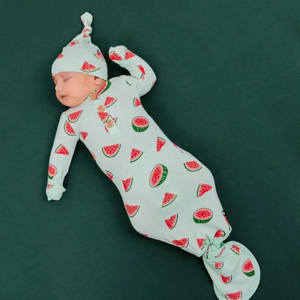 KYTE BABY Knotted Gown with Hat Set in Watermelon - Newborn