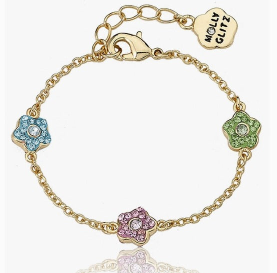 Lmts Crystal Flower Chain Bracelet Multi Color