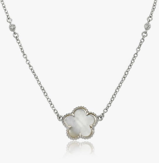Lmts Silver Mother Of Pearl Flower Necklace