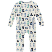 Print Coverall with 2 Way Zipper in Natural Robots