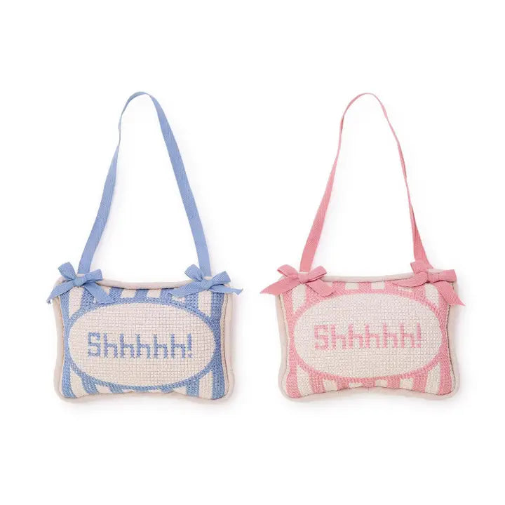 Shhhhh! Embroidered Pillow Door Hanger Décor